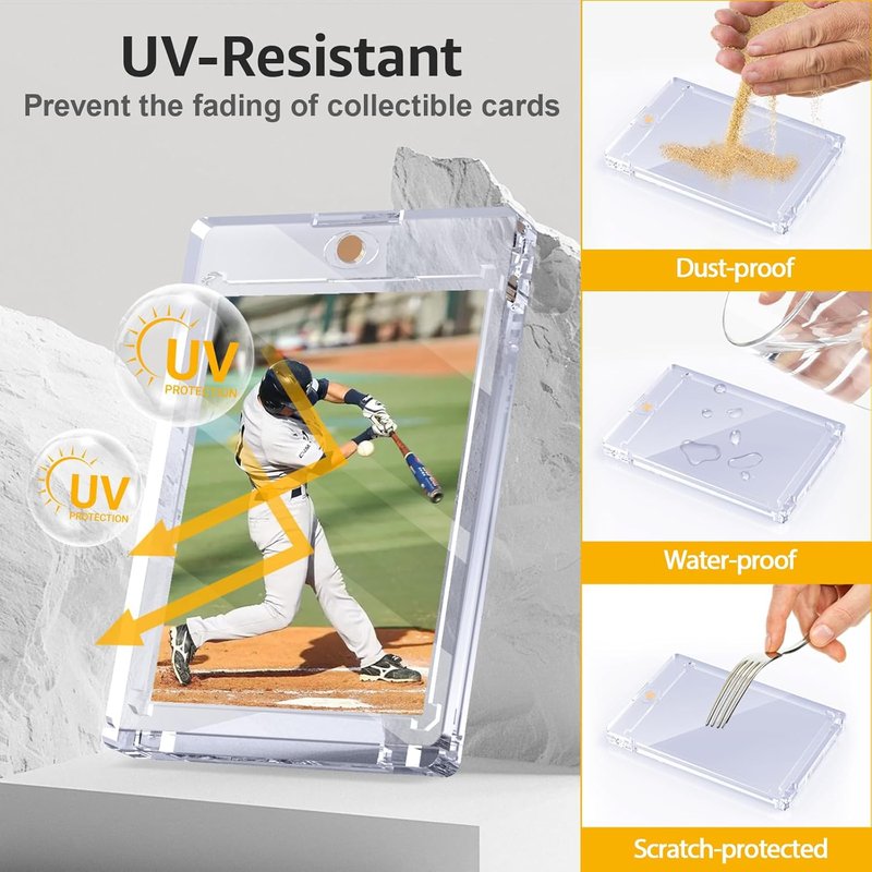 **Magnetic Card Holder - 100PT Trading Card Protectors | U-V Protection, 50 Pack for Baseball & Basketball**