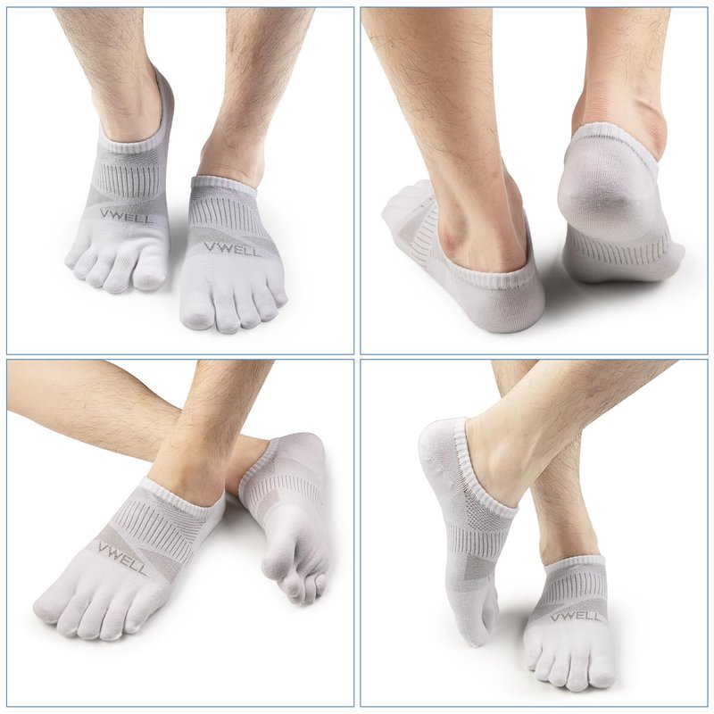 VWELL No Show Toe Socks for Men Women COOLMAX Five Finger Socks Athletic Running Ankle Low Cut 5 Toe Socks (3Pairs)