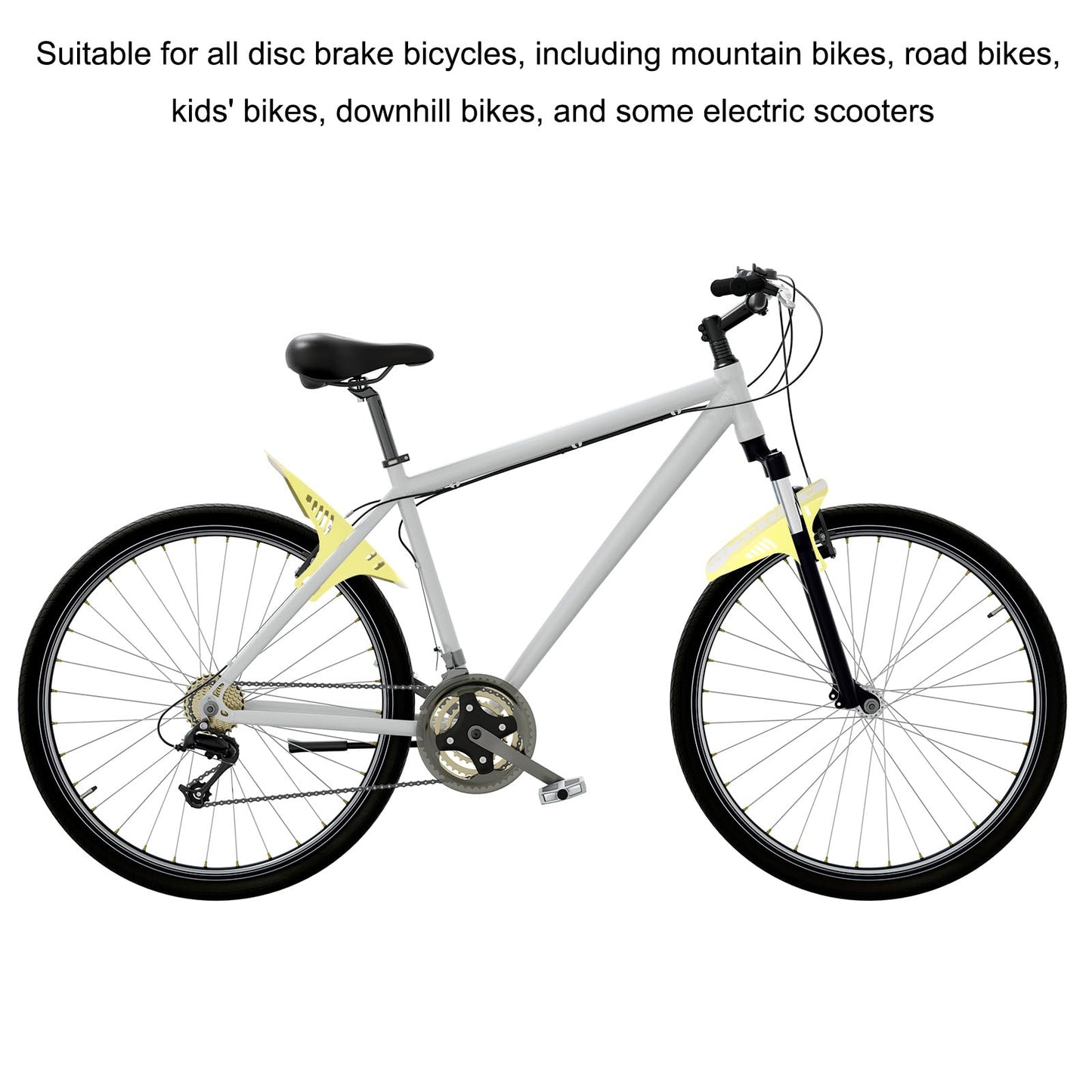 HARFINGTON 2pcs Mountain Bike Mud Guard Front/Rear Mud Guards with Cable Tie Lightweight Fits for MTB Road Bike, Yellow