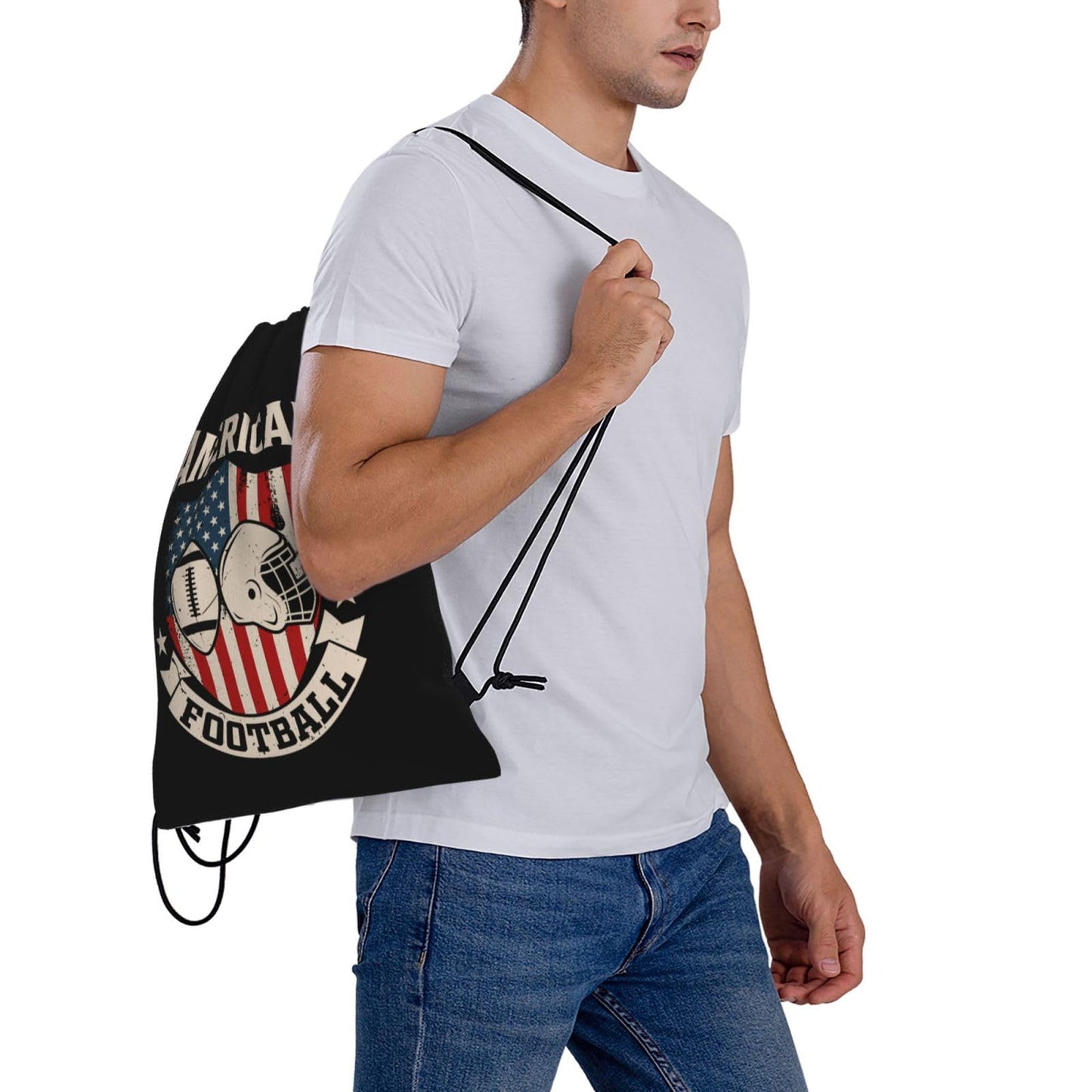 AIMASTZ American Football Unisex Drawstring Backpack Bag Sport Gym Swim Travel Sackpack