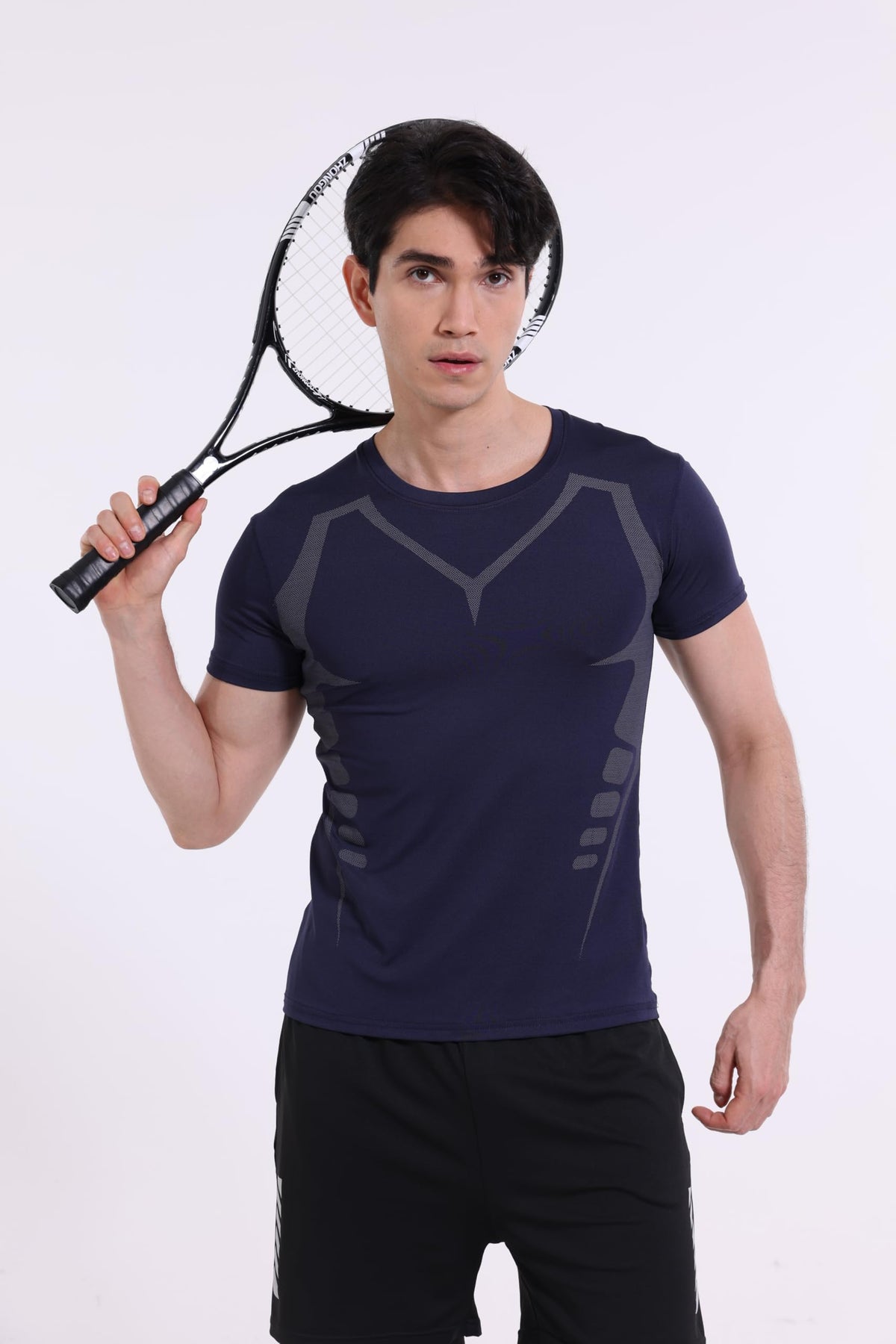 persimar 5 Pack Mens Workout Shirts Short Sleeve Black &White Tee Gym Moisture Wicking T-Shirts for Men Running Athletic
