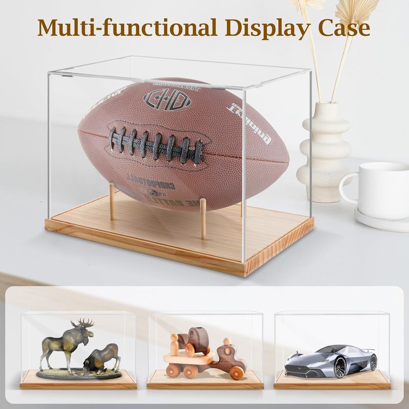 Football Display Case - UV Protected Acrylic Case for Autographed Footballs | Removable Stand & Sports Collectibles