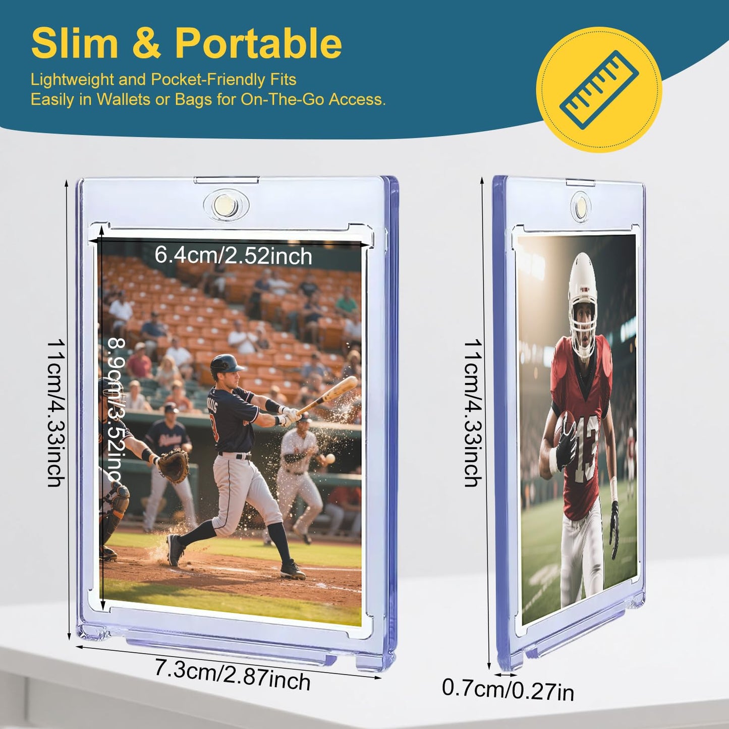 100ct Magnetic Card Holder, 35pt One Touch Mags Case for Trading Cards, UV Hard Plastic Sports Display Cases for MTG,PTCG,Baseball, Football, Basketball,Archival Quality Card Protectors(100)