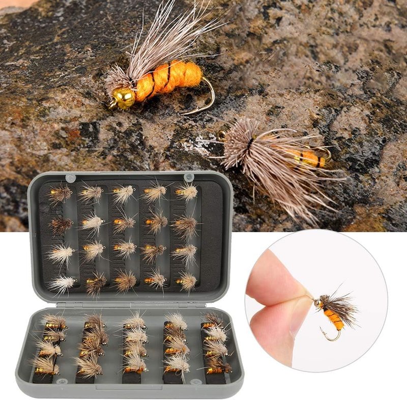 Fly Fishing Lure Kit - 40 Pcs Realistic Dry & Sinking Flies for Lakes, Rivers & Streams