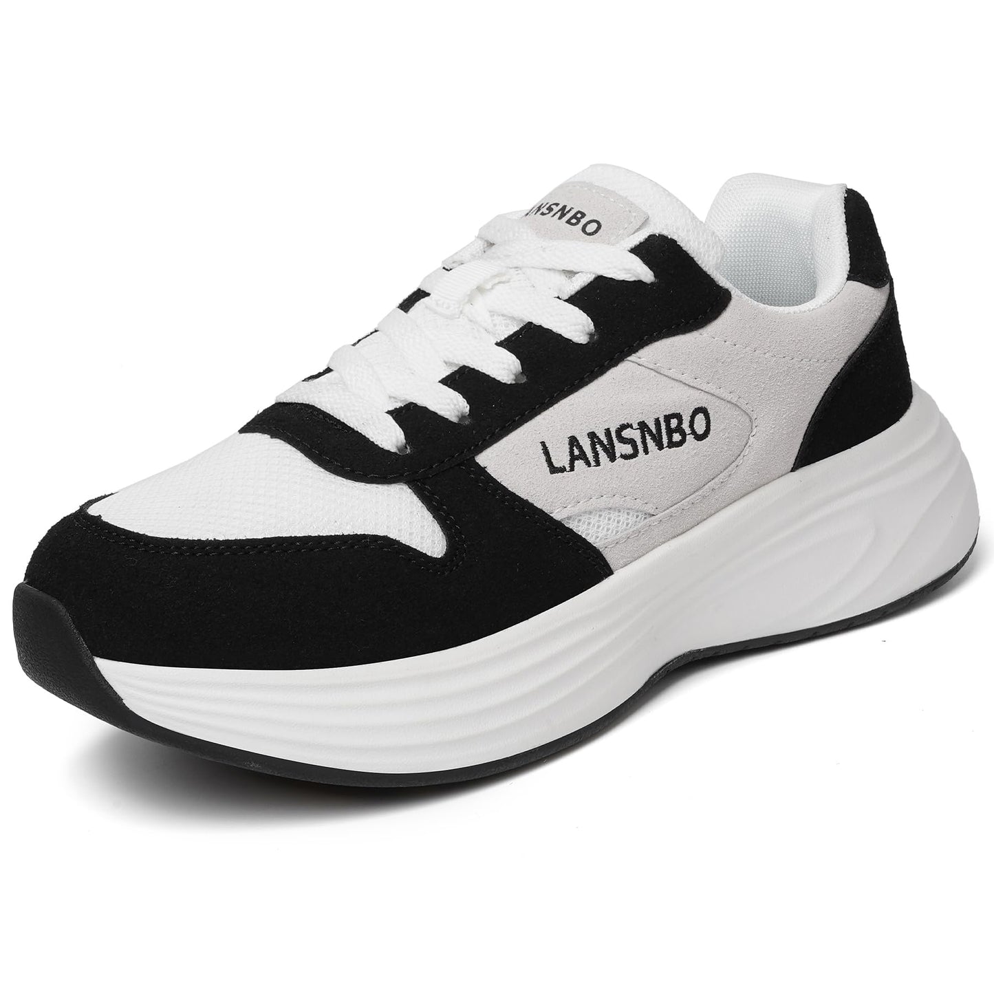 LANSNBO Women's Running Walking Shoes Wide Cushioned Comfortable Breathable Lightweight Non-Slip Athletic Fashion Sneakers for Tennis Gym Workout Fitness Cross Training Casual Footwear (Black 37)