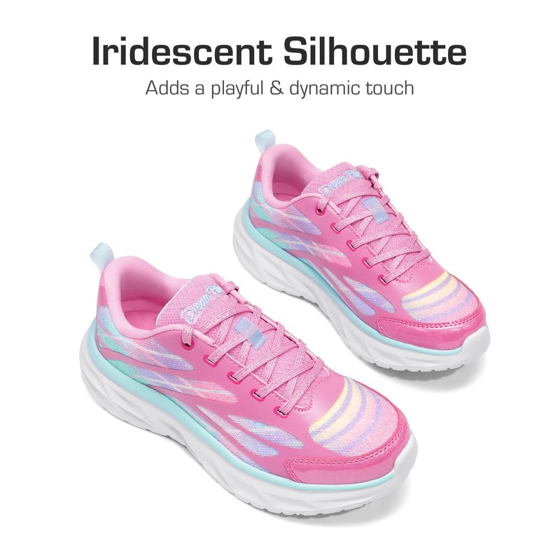DREAM PAIRS Girls Shoes Sneakers Kids Tennis Shoes Lightweight Lace Up Running Casual Walking Shoes,Size 12 Little Kid,Hot Pink/Rainbow,KKUMRS2507