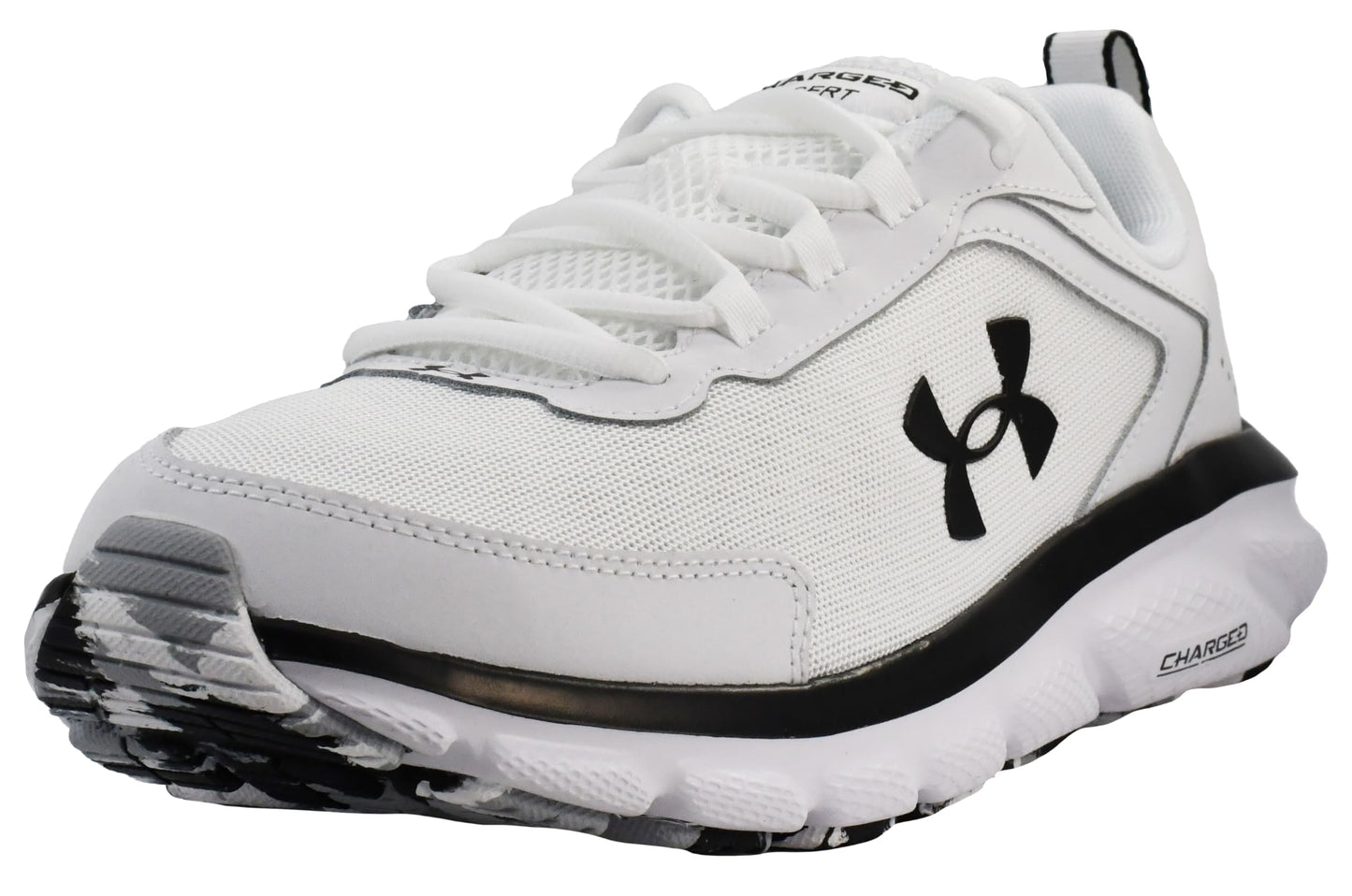 Under Armour Mens Charged Assert 9 Marble Running Shoe, White(101 Black, 8 US