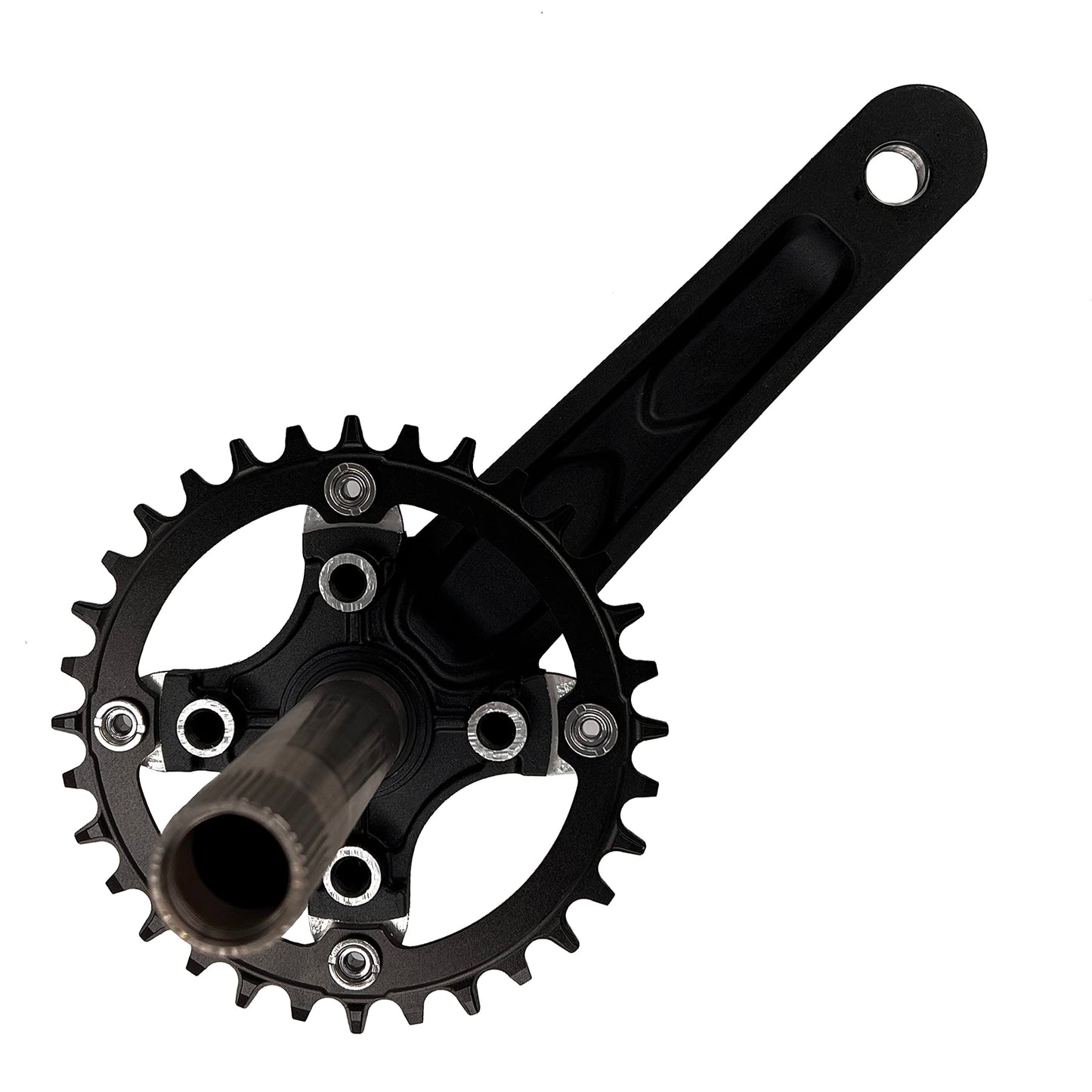 DECKAS 170mm Crankset, 104BCD 32T 34T 36T 38T Round Single Speed Narrow Wide Tooth Chainring and Crank Arm Set for MTB BMX Road Bicycle (Black 34T)