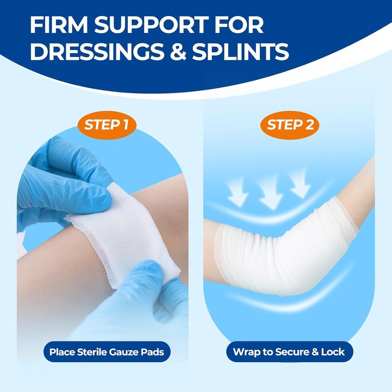 Sterile Gauze Rolls - 2" x 4.1 Yards, Latex-Free Stretch Bandage | Pack of 12 with Bonus Tape for Dressings & Splints
