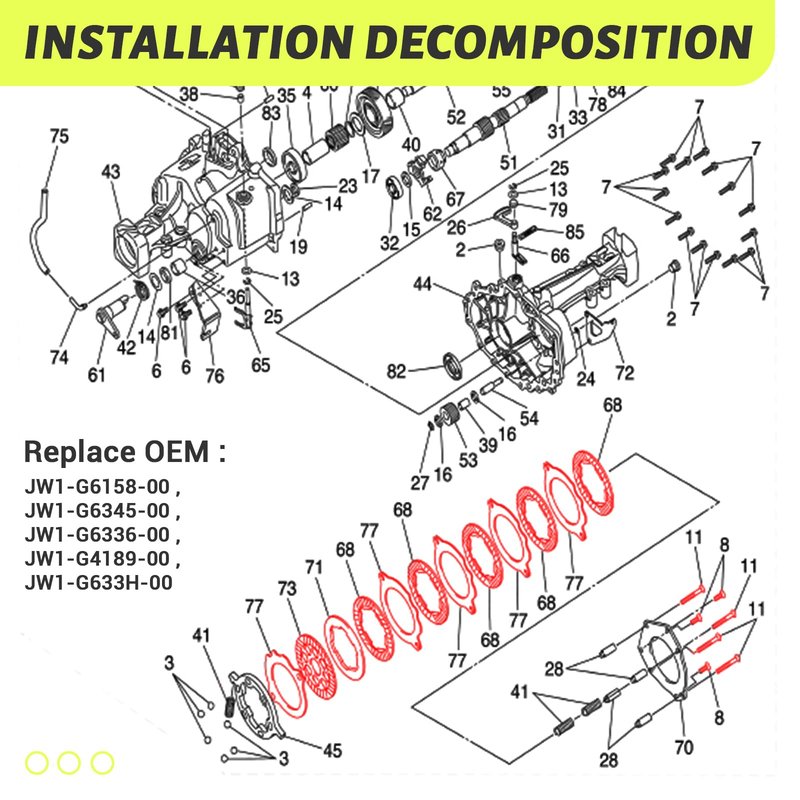 Panglong Golf Cart Brake Replacement Kit Suitable for 2007-2014 Yamaha G29 Golf Cart Brakes, OEM #JW1-G6345-00+, JW1-G6336-00+, JW1-G633H-00+, JW1-G6158-00+, JW1-G4189-00