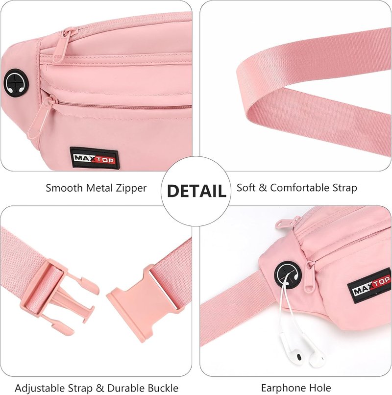 MAXTOP Fanny Packs for Women & Men - 5-Zipper Sling Bag for Jogging, Hiking & Casual Use | Fits All Phones