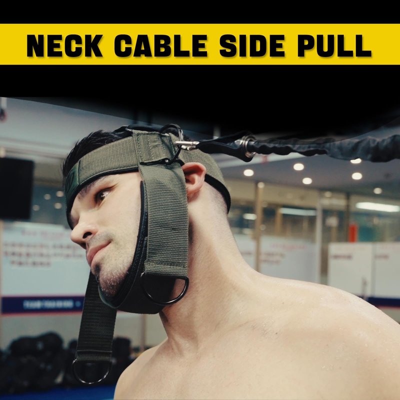 Neck Harness for Increases Neck Core Strength - Neck Exerciser with 30" Heavy Duty Steel Chain for Safely Lifting Weights Up to 280 lbs Green
