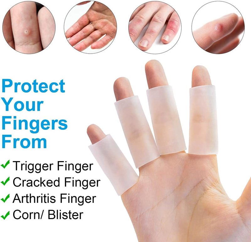 Sumifun Finger Sleeves, 20PCS Gel Thumb Finger Tubes for Arthritis, Trigger Finger Pain, Silicone Fingers Protector for Golf, Basketball, Golf, Rugby, Cracked Finger