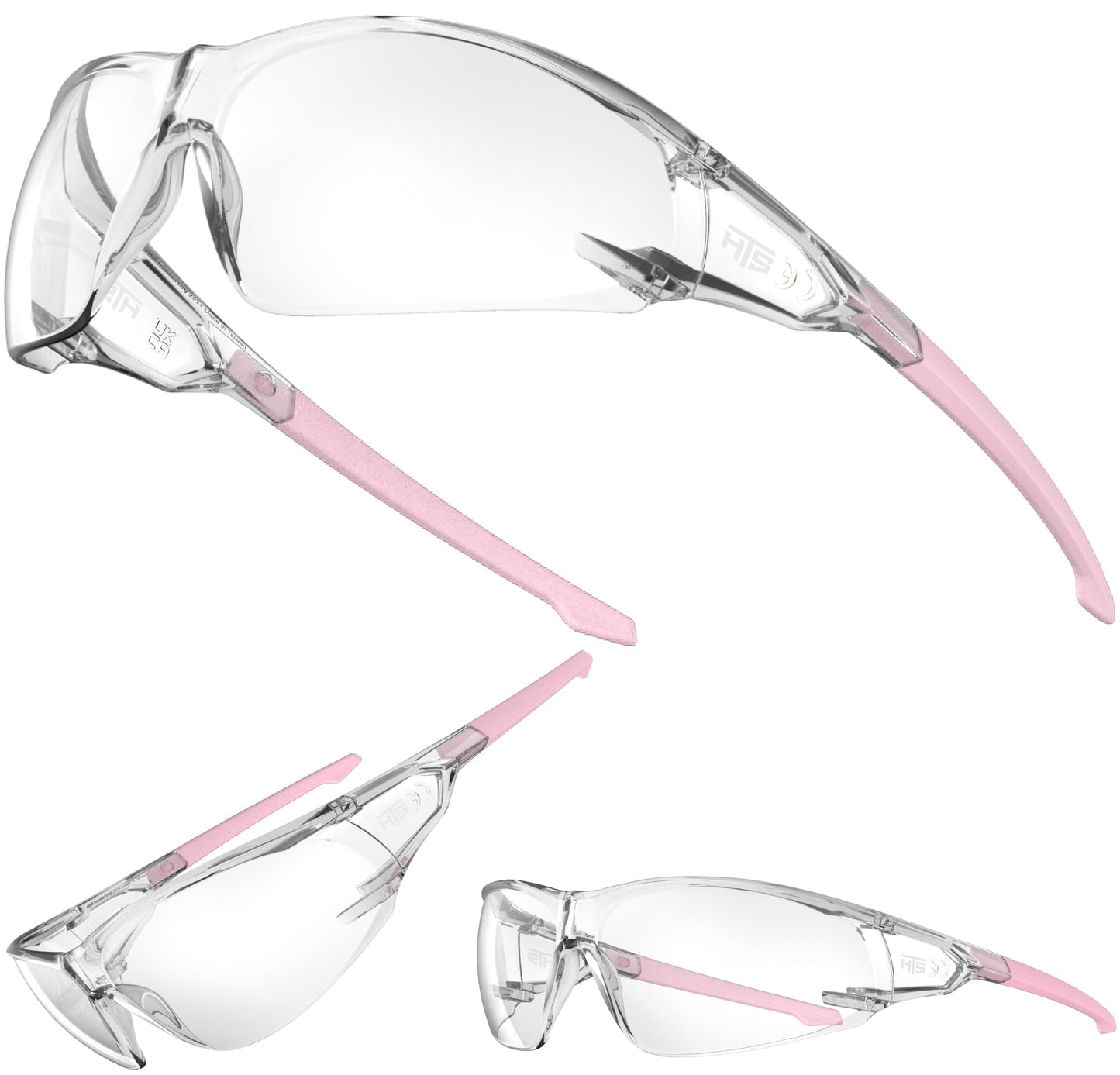 HTS HUNTERSKY S239 Protective Clear pink Small Safety Glasses women youth protecting eyes from wind dust proof night bike riding cycling running lab chemistry goggles