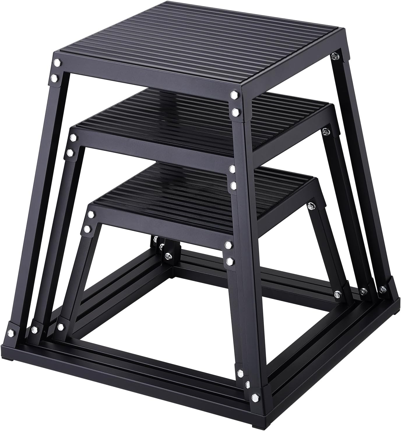 VEVOR Plyometric Jump Box - Steel Fitness Platform for Home Gym Training | Black