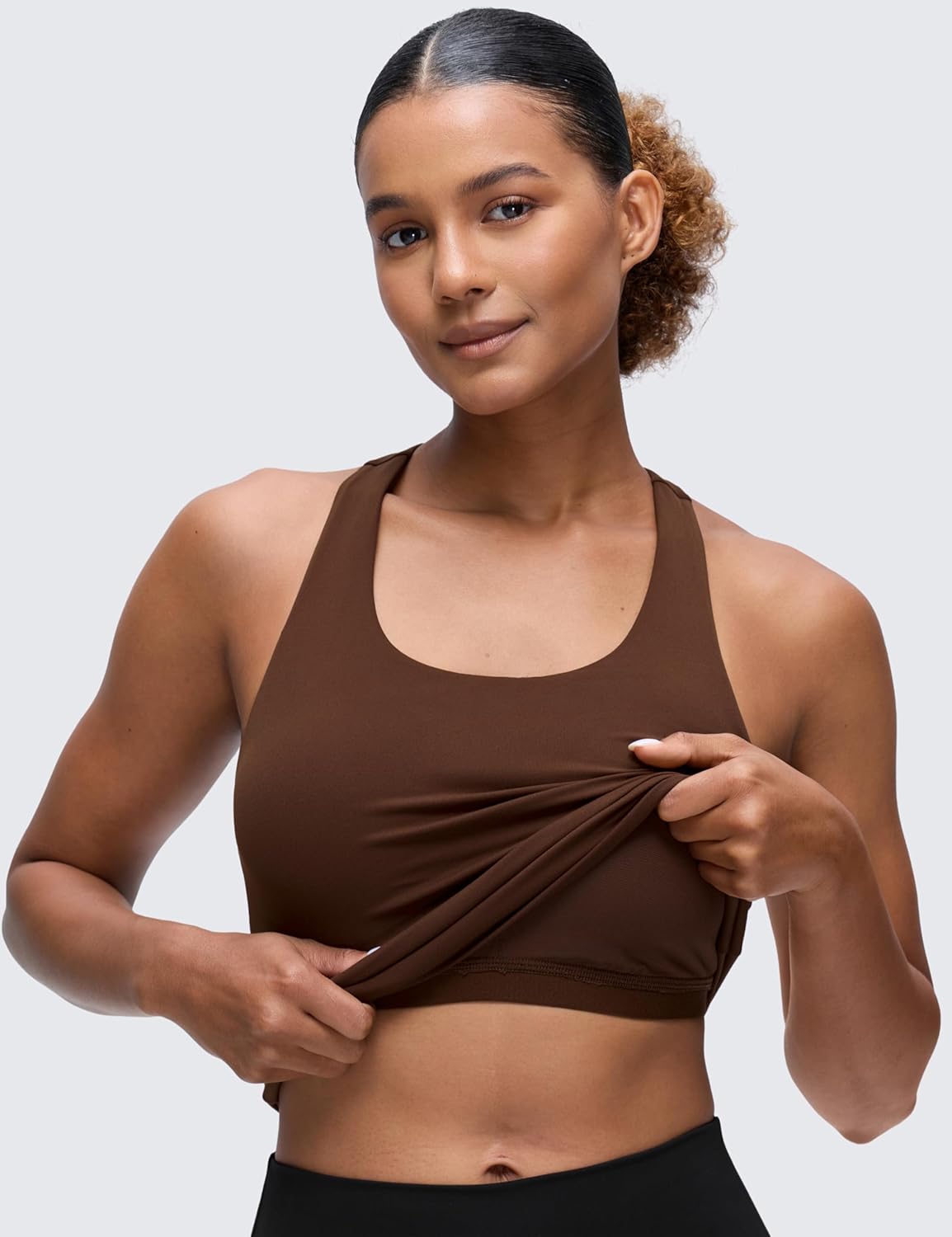 CRZ YOGA Workout Racerback Tank Tops for Women - Padded Spandex Yoga Shirts with Built-In Bra