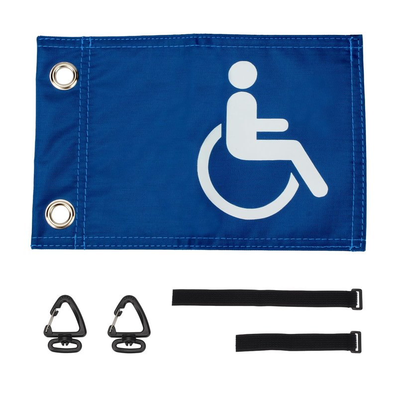 KVMORZE Golf Cart Flag with Straps, Double Sided Handicap Flag Golf Cart Mount for Seniors Handicapped Disability, Disabled Golf Flag Holder Easy Installation, 8" L x 6" H, 4 Pack