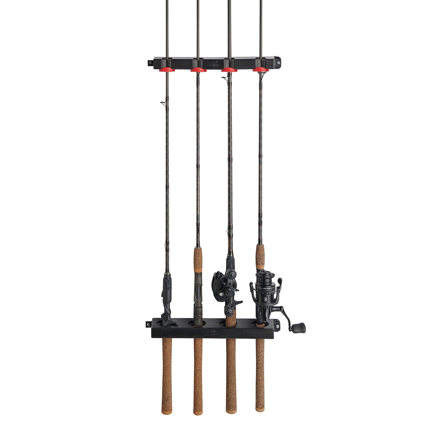 Berkley Twist Lock Fishing Rod Rack, Stores 4 Rods, Black, Soft Foam Grip Pads Protect Rod Finishes, Durable Construction, Easy to Mount with Common Tools