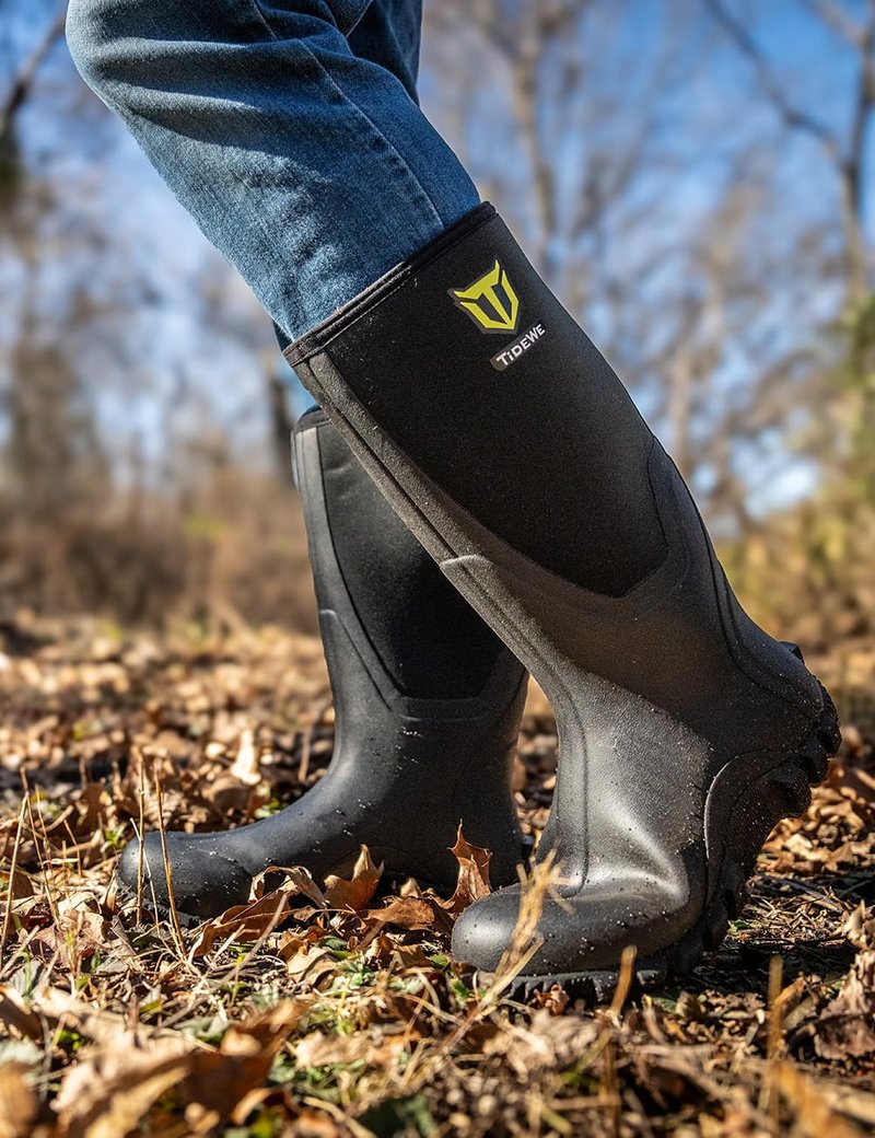 TIDEWE Rubber Boots for Men - Waterproof Multi-Season Hunting Boots | 6mm Neoprene, Steel Shank Design