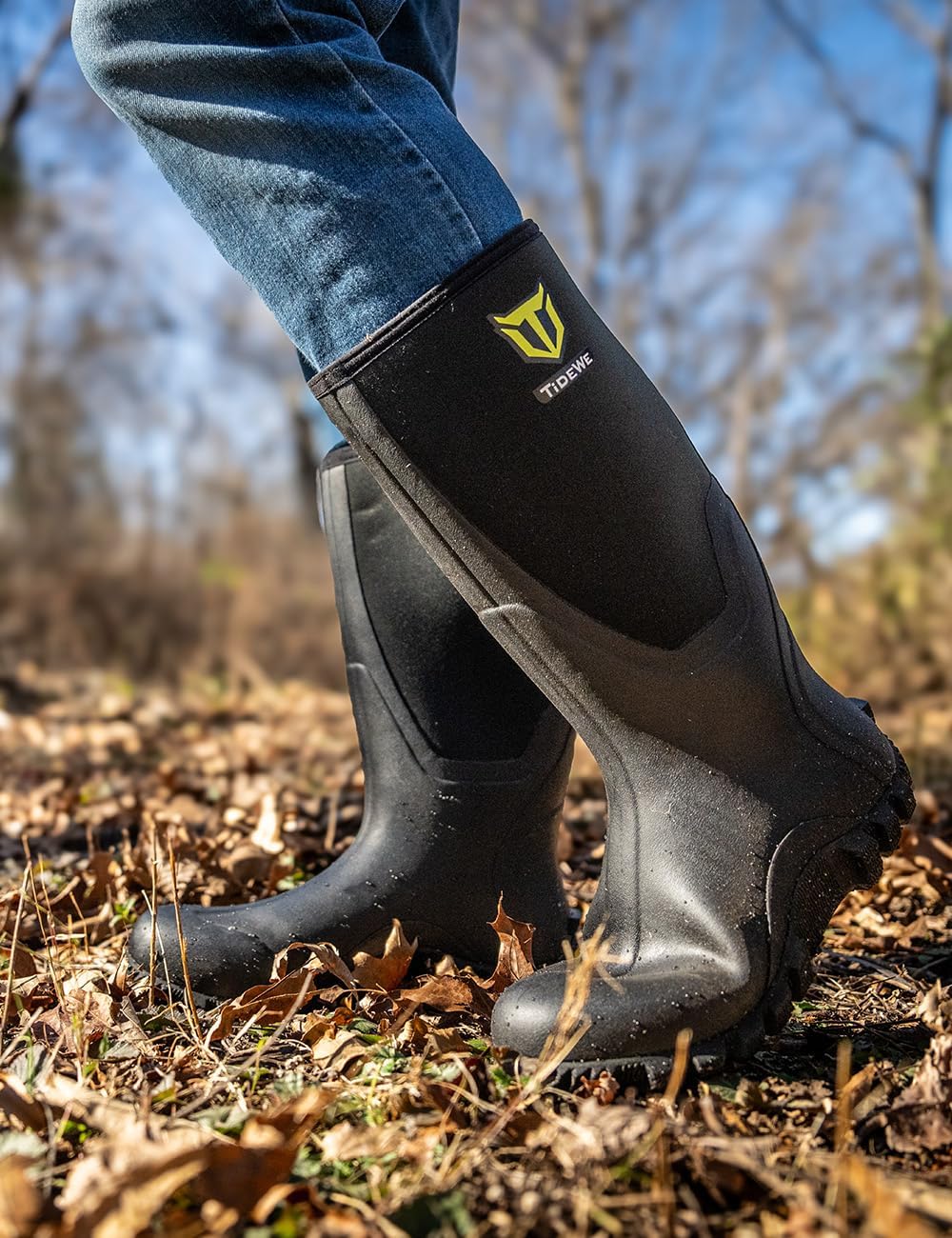 TIDEWE Waterproof Rubber Boots for Men - Multi-Season Outdoor Hunting | 6mm Neoprene, Steel Shank