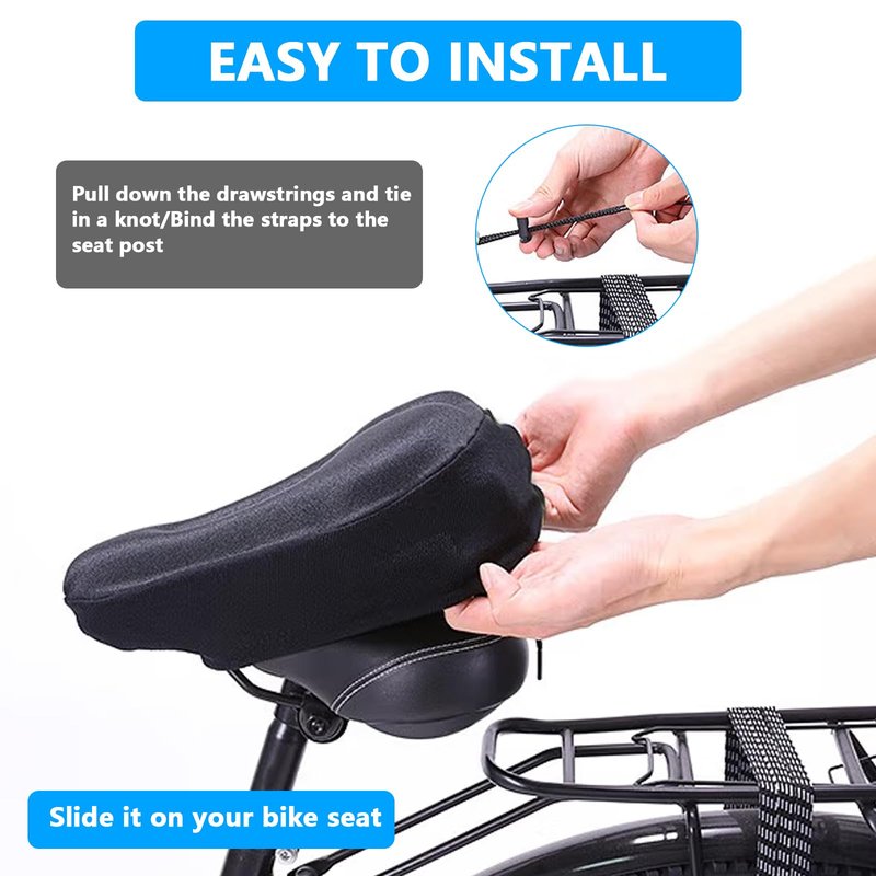 QBXMY7 Bike Seat Cushion, Waterproof Gel Bike Seat Cushion Cover - Soft Padded Comfort for Men & Women