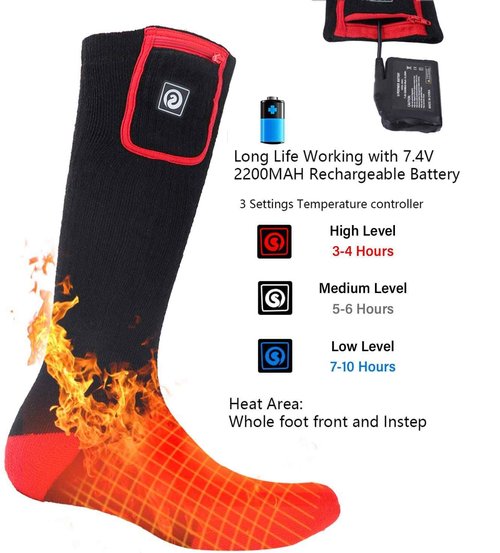 Heated Socks Men Women Battery Sock for Cold Feet Thermal Electric Socks for Camping Winter Footwarmers(Small)