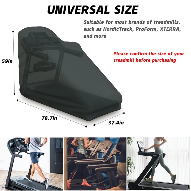 Treadmill Cover Waterproof Outdoor,78.7X59X37.4In,Gym Exercise Fitness Foldable Equipment Home Sunscreen Protective Accessories Storage Multifunctional Covers (Black, 78.7X59X37.4)