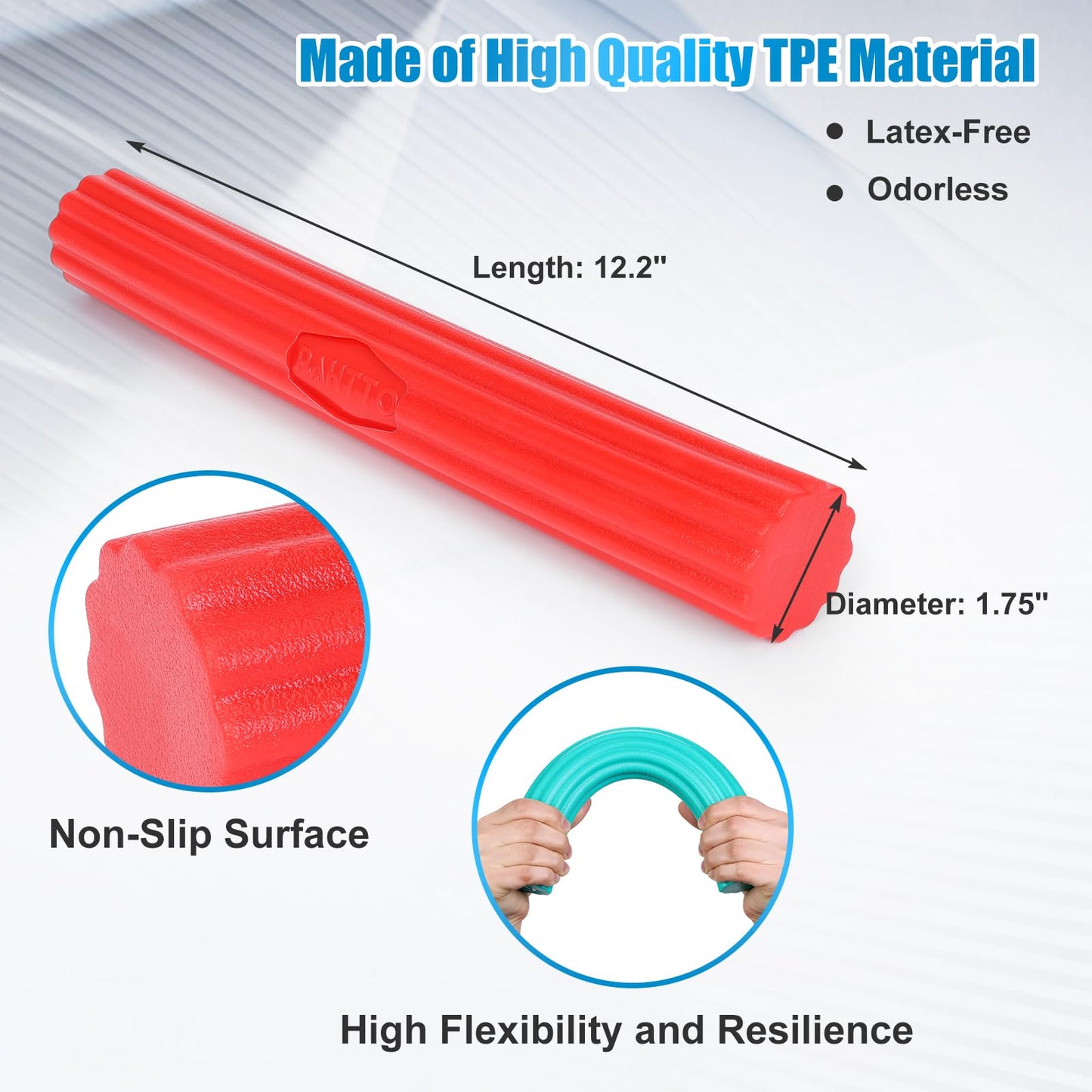 PAHTTO Flexible Resistance Bar for Physical Therapy, Resistance Exercise Twisting Bar for Tennis Elbow, Tendonitis Pain Relief & Grip Strength Trainer, Non-Slip 3 Resistance Levels