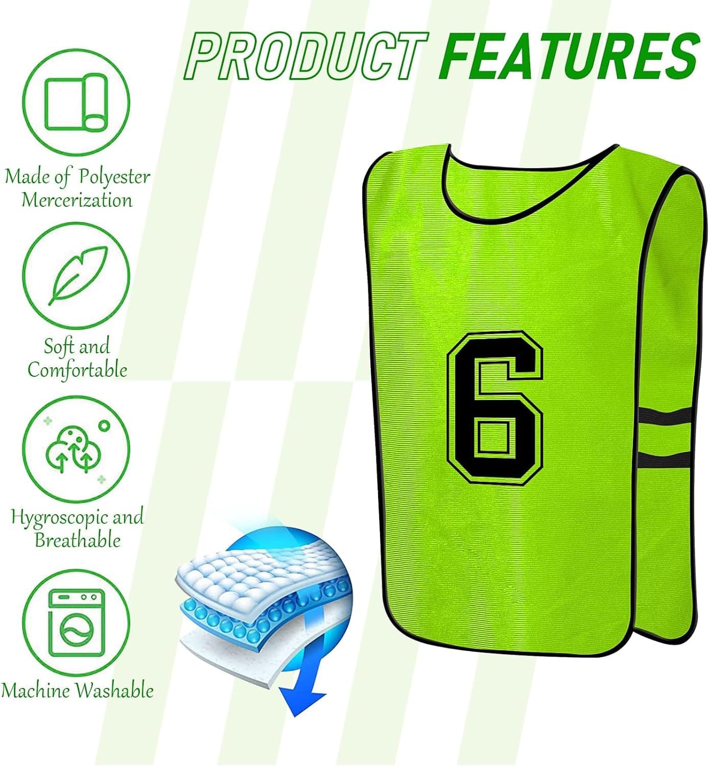KisSealed 24 Pack Scrimmage Training Vest,Team Sports Pinnies Reversible Numbered Soccer Team Practice Penny Jerseys