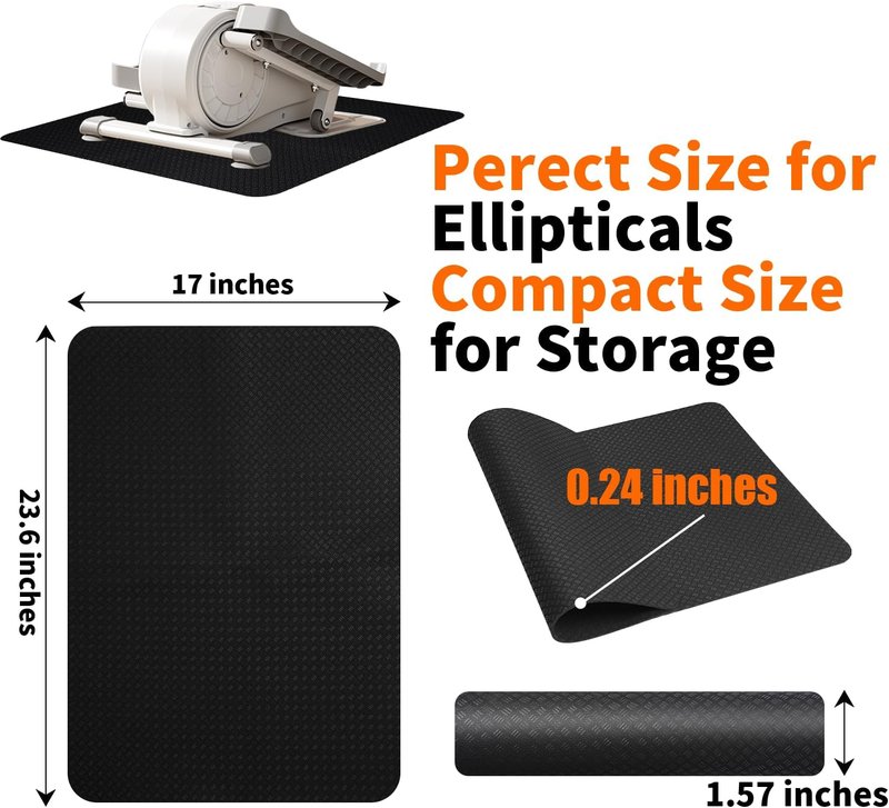 Double-Sided Non-Slip Workout Mat - 23.6" x 17" for Elliptical Machines | Stability & Floor Protection