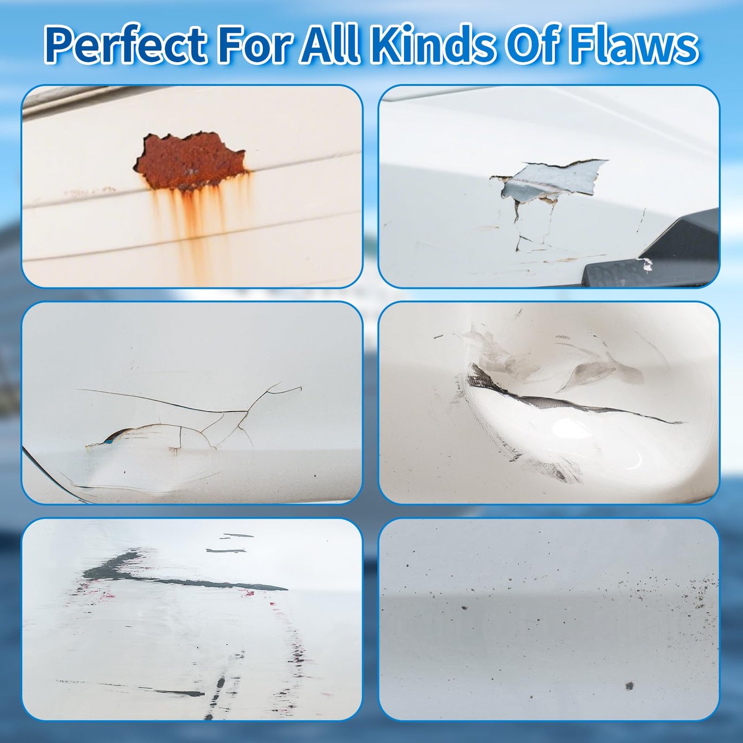 Quadence Fiberglass Boat Repair Kit, Marine Fiberglass Repair Kit for Boats, Gel Coat Repair Kit for Boats, Waterproof Epoxy Filler for Fiberglass Boats Fix Holes Chips Pit Cracks (Color Match)
