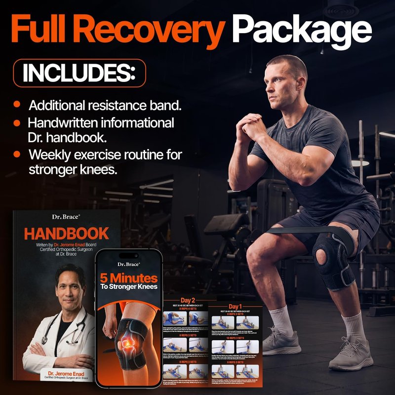 Dr. Brace Elite Knee Brace - Side Stabilizers & Patella Gel Pads for Maximum Pain Relief | Medium Size, Mercury Color