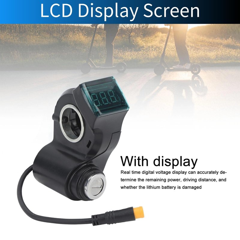 Electric Scooter Handlebar Switch Lock, 10 Inch 3 Pin Digital Battery Power Display Switch Lock with Keys for G2 Pro Replacement