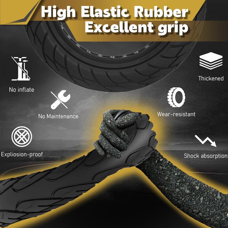 Felixstory 10 inch Solid Rubber Tire, 10x2.125 Tubeless Tyre for iScooter iPlus isinwheel S9 Max Gotrax G4/Xr/V2 Electric Scooter, 10x2/54-152 Puncture-Proof Explosion-Proof Wheel Black 1pc