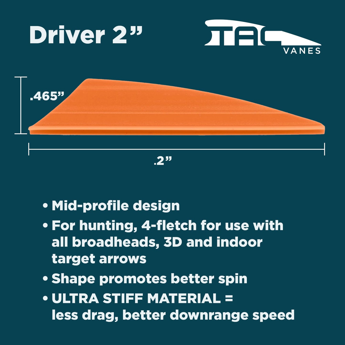 TAC Vanes 2" Driver Arrow Vanes | Archery Fletching for Compound & Crossbow | Durable, Lightweight, High Accuracy, Tan 100 Pack