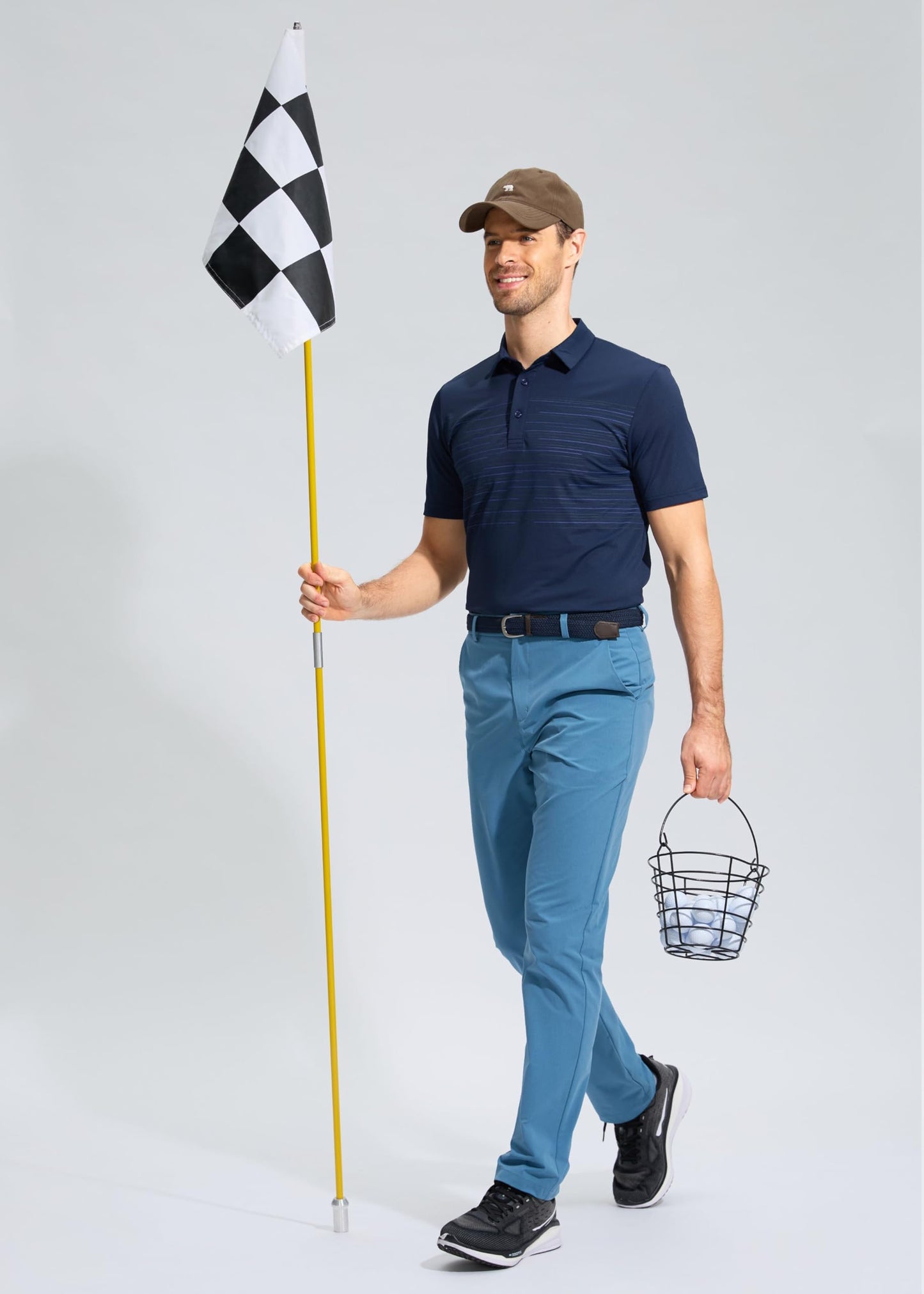Pudolla Men's Golf Pants Mens Dress Pants Stretch Work Pants 34 Lightweight Quick Dry Slacks Casual Trousers with Pockets(Stone Slab Blue 38Wx34L)