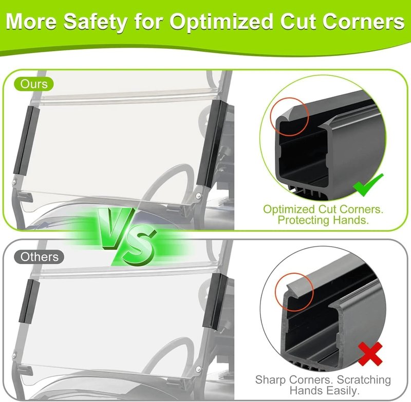 Golf Cart Windshield Clips Sash Fit 1"x1" Tube for Club Car DS Club Car Precedent Tempo Onward Yamaha Golf Carts Front Windshield Sash Retaining Clips with Secure Hold 1014441-01 1021630-01