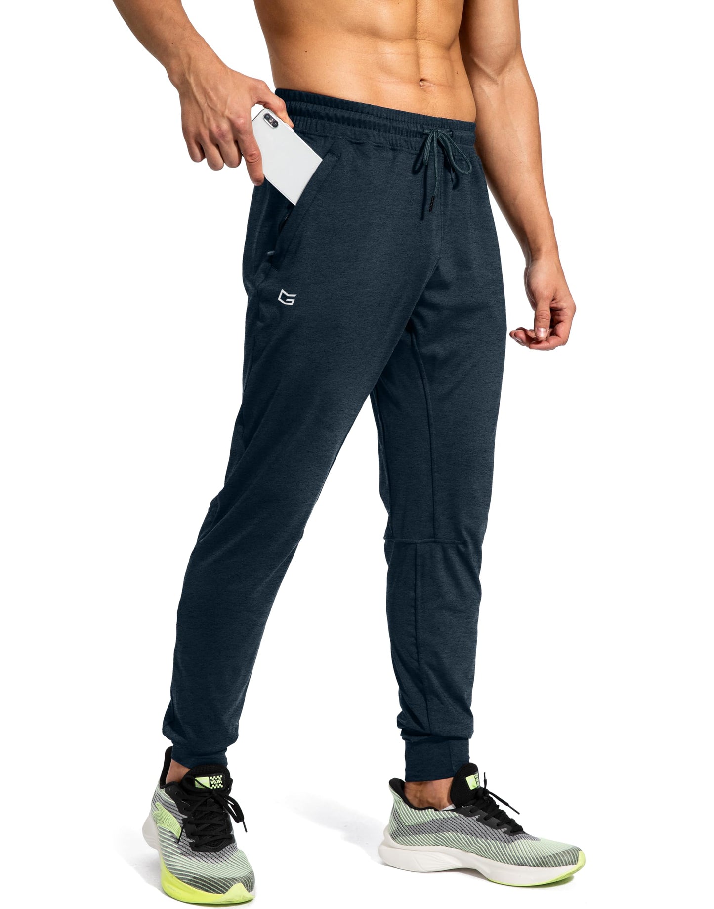 G Gradual Men's Sweatpants with Zipper Pockets Athletic Pants Traning Track Pants Joggers for Men Soccer, Running, Workout(Heathered Cobalt Blue,XS)