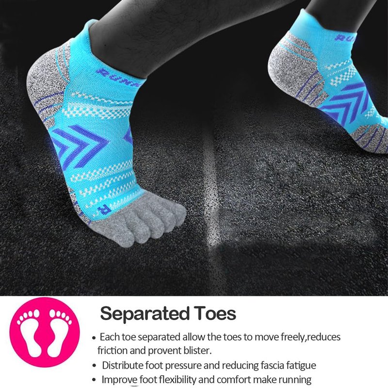 ABTRAV Womens Toe Socks No Show Five Finger Sports Running Athletic Socks Cotton Arch Support Ankle Socks 6 Pairs