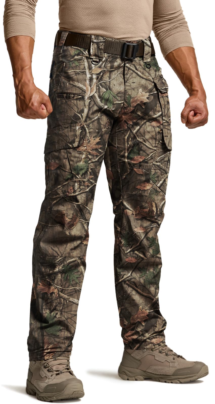 CQR Men's Tactical Pants, Water Resistant Ripstop Cargo Pants, Lightweight EDC Work Hiking Pants, Outdoor Apparel, Duratex Mag Pocket Print Hunting Camo, 36W x 34L