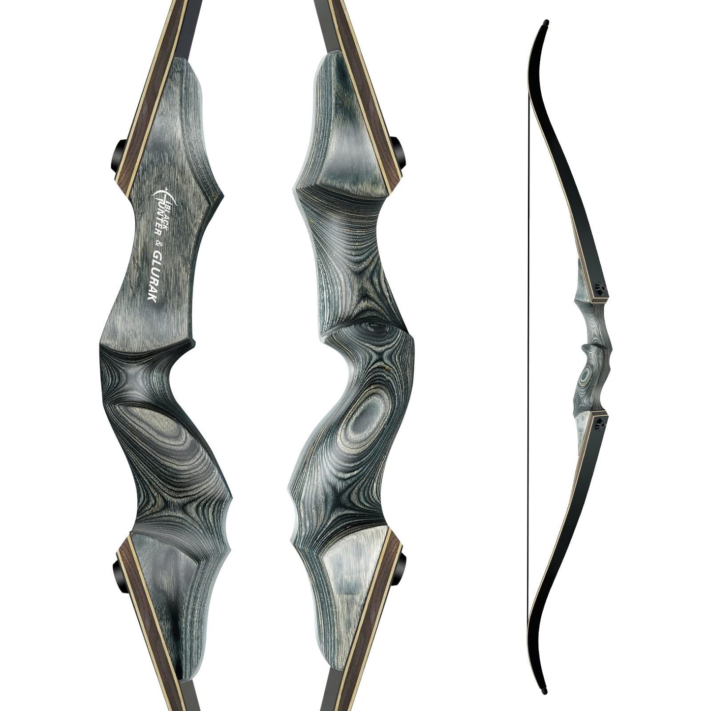 Black Hunter Takedown Recurve Bow, 60" Left Handed with Ergonomic Design for Outdoor Training Practice (35 lb, Left Hand)