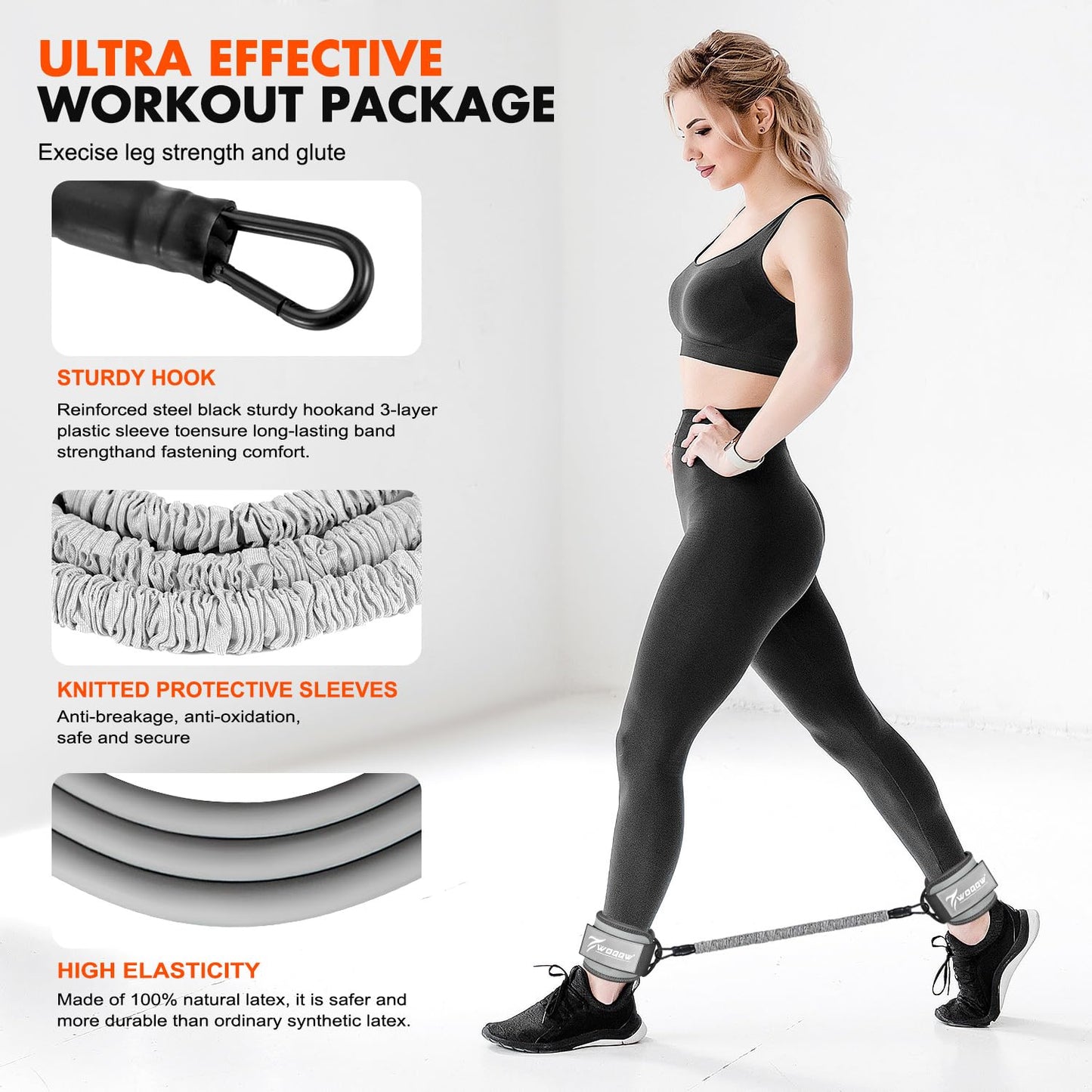 Ankle Resistance Bands with Cuffs, Ankle Bands for Working Out, Ankle Resistance Band for Leg, Glutes Workout Equipment, Booty Workout Equipment for Kickbacks Hip Fitness Training