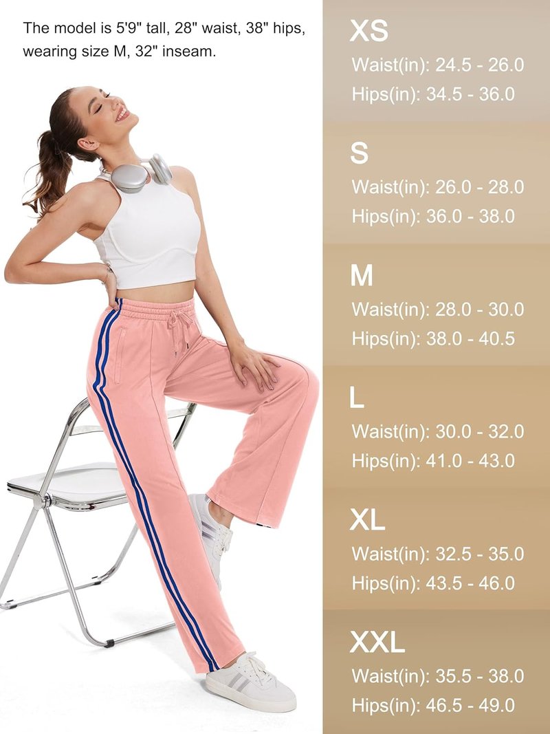 Women's Track Pants - Loose Straight Leg Jogging Sweatpants | Warm-Up Athletic Wear in 28-36 Inseam