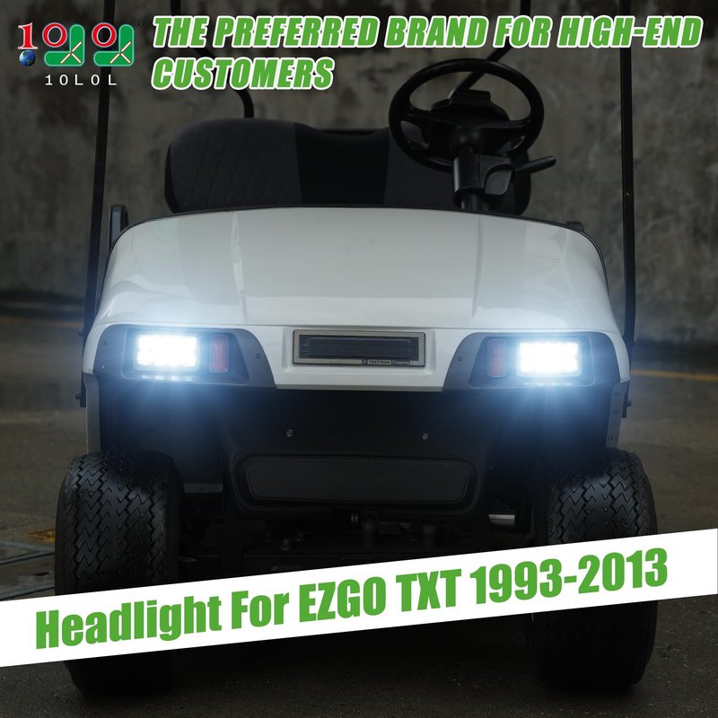 10L0L Golf Cart Headlight Kit for EZGO TXT 1996-2013 Gas & Electric, 12V Driver & Passenger Side, EZGO TXT Headlamp Kit with 3Pin Connector