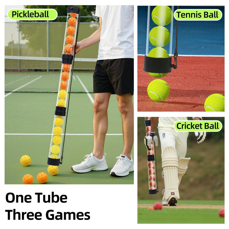 17 Balls Collapsible Pickleball Ball Retriever, Tennis Ball Retriever, Pickleball Pickup Tube with Shoulder Strap, Lightweight & Durable Ball Retriever for Easy Pickup, Collection, Carry, Storage