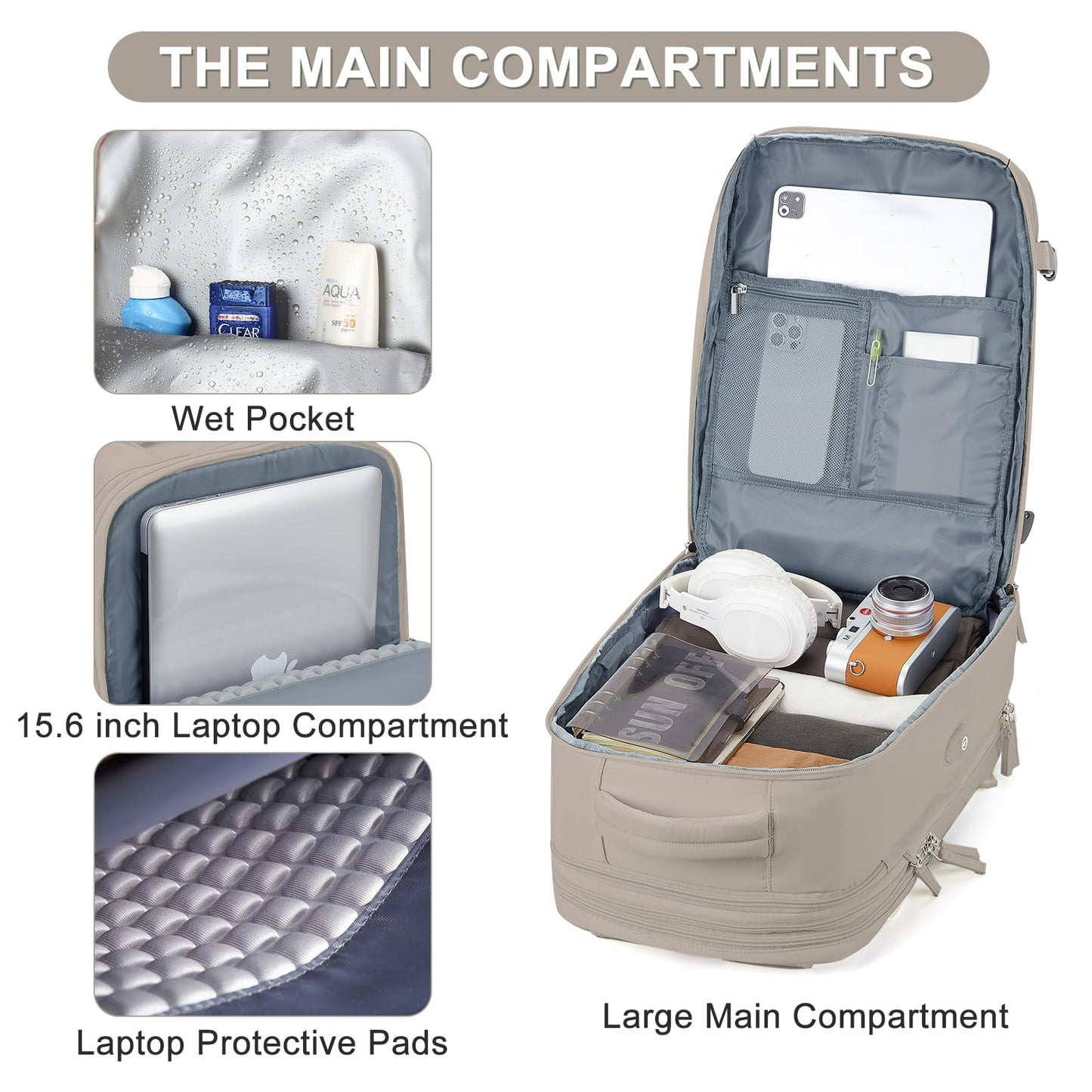 Expandable Travel Backpack For Women Men Airline Approved Personal Item Backpack For Airlines Carry On Backpack Flight Approved Waterproof Backpack For Traveling On Airplane Weekender Travel Bag