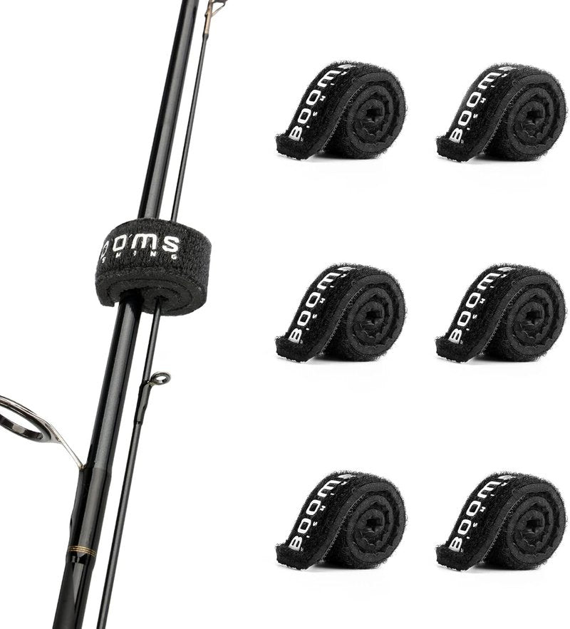 Fishing Rod Wraps - Booms Fishing RS3 Hook & Loop Straps for Casting, Spinning & Fly Rods | Adjustable Size