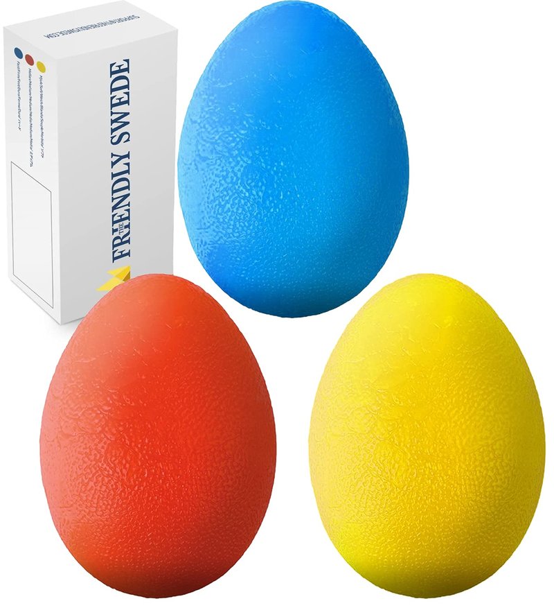 The Friendly Swede Stress Balls for Adults — 3 Squeeze Balls for Hand Therapy, Stress Relief & Hand Strength - Exercise for Grip Strength with 3 Resistance Levels - Egg-Shaped & Skin-Safe