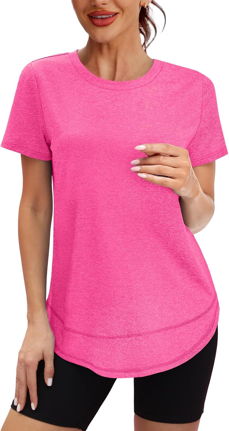 Women's UPF 50+ Sun Protection Workout Tops - Quick Dry Short Sleeve Shirts for Hiking & Running | Sizes S-3XL