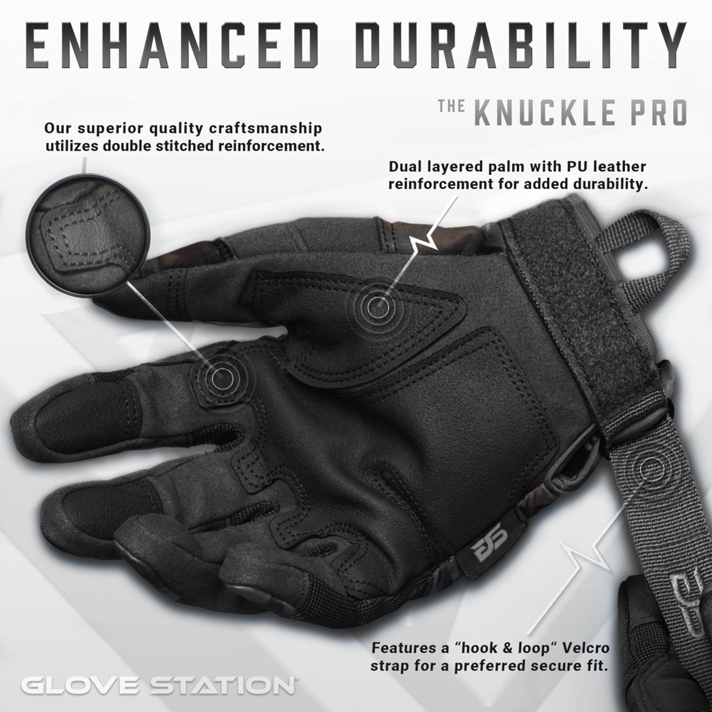 Glove Station Gloves for Men – Touchscreen Utility Gear with Hard Knuckle Protection Used in Motorcycle, Airsoft, & Outdoor Work Black Multicam XX-Large